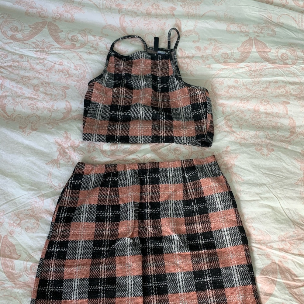 Two piece plaid outfit